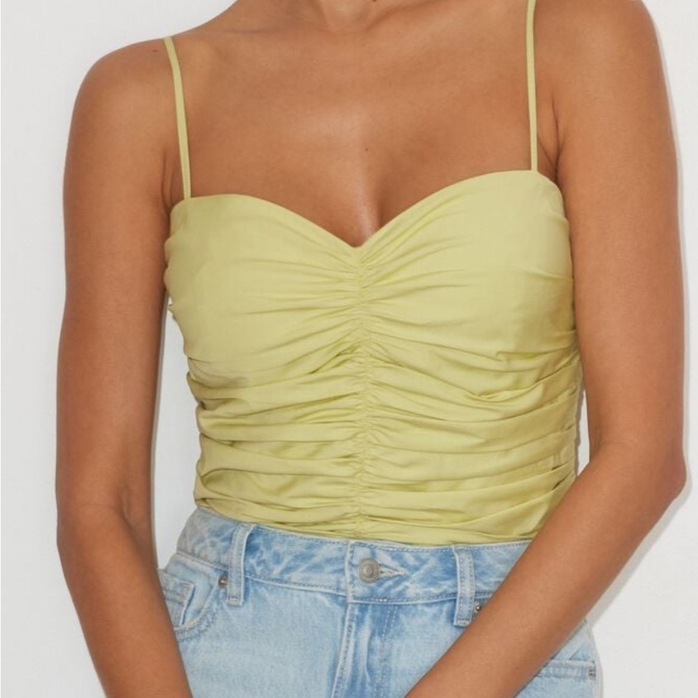 Dynamite “Ruched Poplin Cami” Green Top - Picture 2 of 9